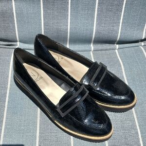 Black Leather Penny Loafers with Moccasin-Style